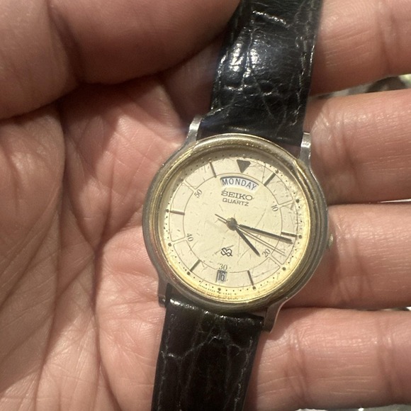 Seiko Other - Working VTG Seiko Calendar 5Y23-6A19 Two Tone Dial 33mm Mens Watch Quartz Black